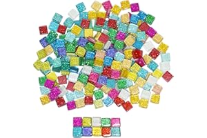 ANKTILY Mixed Color Glass Mosaic Tiles Square Glitter Crystal Mosaic Stones Glass Pieces for Art Craft Decoration 200g,1x1cm(Panchromatic)