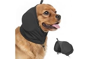 Wood Homing Dog Ear Defender Noise Cancelling - Warm Dog Ear Protector Muff Warp for Calming Anxiety Relief Hear Protection Adjustable Puppy Head Cover Hat for Sleep Groom Drying Firework Thunder (M)