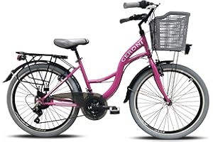 GERONI Bici Bicicletta City Bike Sirio 24'' Pollici Cambio a 21 Velocita' CTB Nera Città Unisex Uomo Donna