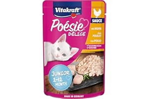 Vitakraft Poésie Délice Sauce Junior, Alimento húmedo para Gatos Junior con trozos de Carne en Salsa, Variedad Pollo, 85 g