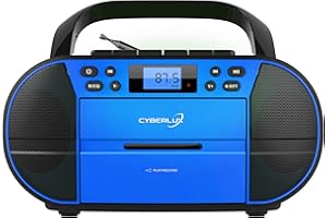 CYBERLUX Lecteur CD avec lecteur de cassettes | Radio stéréo portable | Radio pour enfants | Radio stéréo | USB | Lecteur CD/MP3 | Radio | Prise casque | Aux in | Écran LCD | (Deep Ocean Blue)