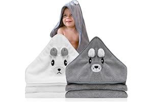 BABYBRIDGE Lot de 2 serviette de bain a capuche bebe – Idée Cadeau Naissance Garçon – Cape de bain bebe animaux 0-3 ans – Sortie de bain bebe douce – serviette de bain bebe Originale – Cadeaux pour Nouveau-né