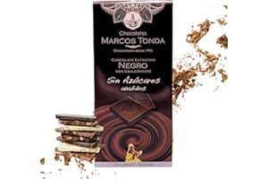 Chocolates Marcos Tonda – Chocolate Negro Sin Azucar Gourmet | Chocolate Sin Azucar Añadido 125g | Chocolates Originales Para Regalar | Desde 1793
