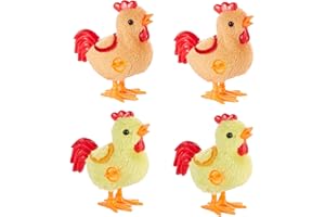 A-SZCXTOP 4Pack Easter Jumping Rooster Wind Up Plush Toys for Toddlers Kids,Hopping Chick Easter Egg Hunt Basket Fillers Gifts for Boys Grils (Rooster)