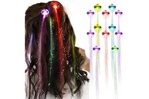Novelty Place Pack of 12 LED Light Hair Barrettes, LED Light Hair Extension with Clip, Bar Dancing Hairpin Light-Up Party Favor Set for Girls - Alternating Changing Colors (14 Inch）