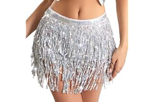 Baisdan Belly Dance Dancer Costume Sequin Tassel Fringe Hip Scarf Belt Waist Wrap Skirt