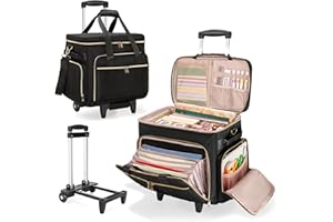 Prokva Sac à roulettes pour Scrapbooking, Organisateur de Chariot d'artisanat avec Chariot Amovible, Sac de Rangement pour Fournitures d'art pour Artiste Artisan Enseignant, Noir