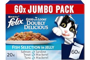 Purina Felix As Good As It Looks Doubly Delicious Fish Selection Cat Food Promo Pack (85g) (50+10 Free) [Amazon Exclusive]