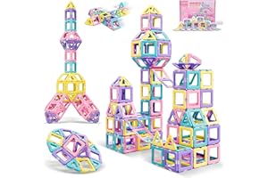 COOLJOY Magnetic Building Blocks Toys for 3 4 5 6 Year Old Girls Boys Gift, Magnetic Tiles for Kids for Toddlers Gift, Toys for 3 year old Girls Boys STEM Learning Educational Construction Blocks 40pcs