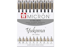 Sakura Pigma Yukama® Art Edition, wszystkie 10 cienkopisów Pigma Micron nr 003-12, czarne