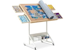 Becko US Table à puzzle inclinable et rotative de 1500 pièces avec tiroirs et couvercle, planche à puzzle pliable et portable avec réglage de l'inclinaison et de la hauteur