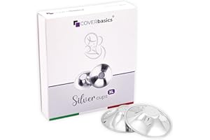 COVERbasics Paracapezzoli in Argento (SilverCups) Coppette Proteggi Capezzoli per Aiutare a Prevenire e Lenire Le Ragadi al Seno Durante l' Allattamento (XL)