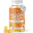Healthier Options Ashwagandha KSM-66 and Lions Mane Gummies 4700mg | Enhanced with Ginkgo Biloba, B6, B12 & Magnesium | for Body, Mind & Cognitive Health | High Strength | 3-in-1