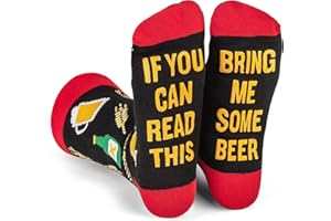 FGFD&OU Calze per Uomo e Donna Cotone Calzini Fantasia Colorati Divertenti Regali Natale Calzini con lettera Antiscivolo IF YOU CAN READ THIS, BRING ME BEER
