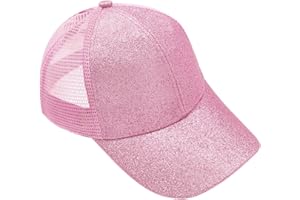 YeeHeen Baseball Cap for Girls Criss Cross Ponytail Baseball Hats Rainbow Glitter Sun Cap