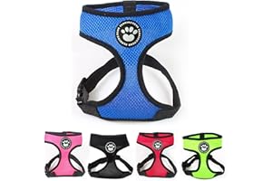 PADDING PAWS Dog Harness Puppy Harness Small Dog Harness Waterproof Soft Mesh Fabric Dog Puppy Pet Adjustable Harness Lead Leash Clip (S, Blue)