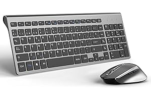JOYACCESS Teclado Numérico y Ratón Inalámbrico de PC Portátil Español Teclado QWERTY,Compacto, Ergonómico, Negro y Gris