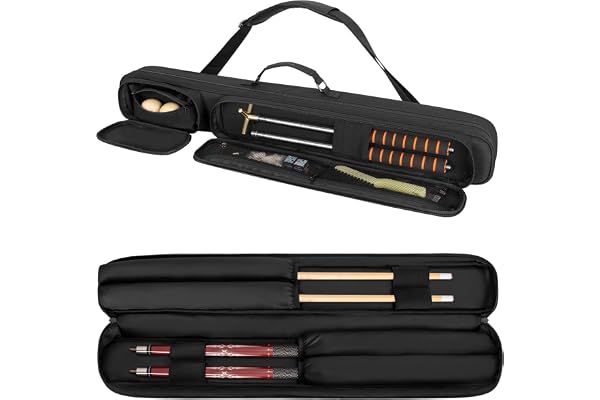Rexmica Étui de Transport pour Queue de Billard avec poignée et bandoulière Amovible, avec Poche Avant pour Accessoires