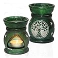 Pure Source India Handcrafted Soapstone Aroma Burner Oil Diffuser and 1 Tea Light Candle (Green)