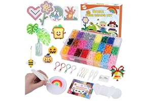 BLOT Perline da Stirare 4000 Pezzi 24 Colori Perline a Fusione con Pegboard Pinzette Piatti Set Gioco Creativo per Bambini Fai da Te, 5mm