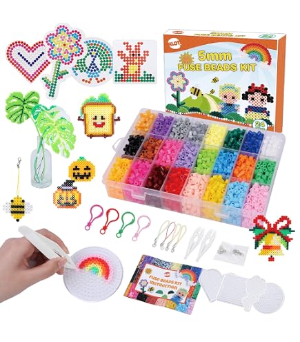 Set Perline Da Stirare, 24 Colori, 6300 Pezzi Perline a Fusione