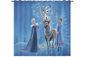 LKFFHAVD Anime Frozen Juego de cortinas opacas, Anna y ELSA Olaf, ojales con impresión 3D, juego de 2 unidades, para decoración de habitación infantil, salón, dormitorio (150 x 166 (ancho x alto), 7)