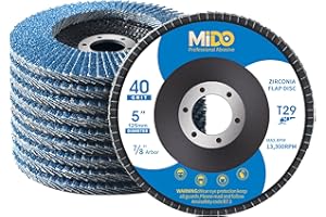 MIDO PROFESSIONAL ABRASIVE Flap Discs 125 mm 40 Grit 10 Packs Abrasive Flap Disc Type 29 Grinding Discs Sanding Discs for Angle Grinder to Sanding Grinding Metal Wood