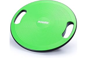 ‎POWRX POWRX Balance Board Erwachsene / Kinder Ø 40cm mit Griffen I Therapiekreisel Physiotherapie für propriozeptives Training und Fitness, Wackelbrett Grün