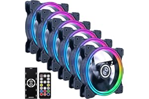 Onewatt DS-D06 DS Black Moonlight 120mm RGB Case Cooling Fan with Fan Hub box and controller for PC Cases, CPU Coolers, Radiators system (6Pack rgb fans kit, D Series)