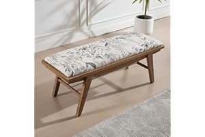 chairus Banco Largo de Madera Bancos de Entrada Estilo Retro, Banqueta para Zapatos Acolchada Banco para Pies de Cama Estilo Rústico para Salón/Dormitorio, Estampado Floral