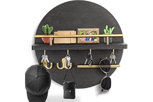 DAAIXC Stile Rustico In Legno Circolare Portachiavi Da Parete, Adatto Come Decorazione Per L'Ingresso Principale, La Camera Da Letto, Il Corridoio, L'Ufficio E La Cucina Porta Chiavi Da Muro Per Casa (nero)