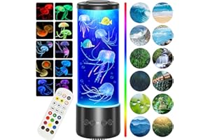 Radikor Lampara Medusa con 12 Ruidos Blancos, Jellyfish Lamp con 10 Colores y Telemando, Lámpara Medusa Acuario para Niños Adultos, Lampara Medusa Movimiento para Relajación, Decoración del Hogar