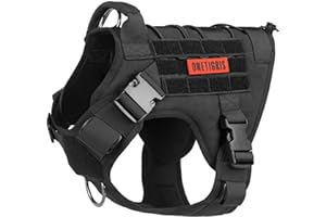 OneTigris Tactical Dog Harness, Military Style, No-Pull Service Dog Vest, Adjustable, Multi-Colored, Large
