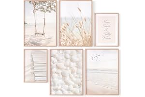 OHBIMBA® 6 Cuadros Decoración Salon Modernos Laminas Decorativas Pared Cuadro Habitacion Comedor Dormitorios Salones Grandes Posters Para Lienzos Con Marco 4 x 30x40 + 2 x 21x30cm