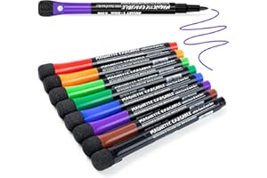 ANYUKE Pennarelli per lavagna bianca: pennarelli magnetici per lavagna bianca, 8 colori, con gomma, punta fine, pennarelli cancellabili a secco, per bambini, per planner da parete