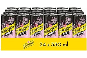 Schweppes Tónica Pink Zero con sabor a Grosella, Sin Azúcar ni Calorías - Lata, Pack 24 x 33 cl