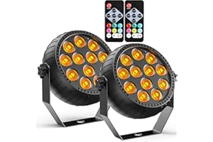 Starlitflow 2PCS Mini Par LED Sans Fil RGB 12 LED, 2200mAh Projecteur Par Batterie Rechargeable avec Télécommande, 4-6h Autonomie Lumière de Scène pour Bars DJ Discos Mariages Halloween Noël