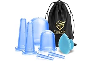 Funxim Set completo de terapia de ventosas y ojos con copas anticelulíticas y corporales para el drenaje linfático exfoliante o el alivio natural del dolor Azul