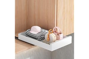 SAYZH Cajón Telescópico, Cajón Deslizante Para Alacena, Cajón de Cocina Extensible Desplegable, Sin Necesidad de Taladrar Ni Clavar (Blanco, 30 cm de Ancho x 53 cm de Profundidad x 8 cm de Alto)