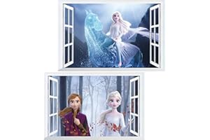 KIBI STORE Kibi 2PCS Frozen Disney Stickers Muraux Reine des Neiges Salon Amovible Stickers Mural Elsa, Chambre Bebe Autocollants Frozen, Stickers Muraux Chambre Enfant Fille Princesse