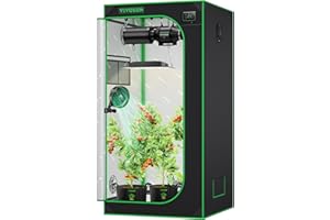 VIVOSUN Tenda Grow Tent 80 x 80 x 160 cm, in Mylar altamente riflettente, con finestra e vasca inferiore per idroponica e coltivazione in interni, adatta per VS1500
