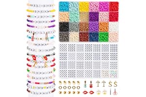 zenmag 24 Colors Friendship Bracelet Making Kit with 1040 Letter Beads (A-Z), Number Bead, Heart and Smile Bead for Bracelet Making, Varieties of Charms, Jewellery Bracelet Making Kits