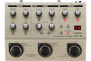 BOSS VE-8 Acoustic Singer | Kompakte All-In-One Preamp- und Effektlösung für singende Gitarristen | Erzeuge natürliche Harmonien in Echtzeit | Signalbearbeitung in Studioqualität | Looper