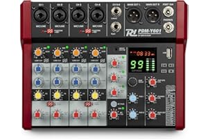 Power Dynamics PDM-Y601 Mezclador de audio 6 canales. Mesa de mezclas con Bluetooth, alimentación phantom de 48 V, USB-C. Mezclador de audio para estudio, 99 efectos DSP, 24 bits, 48 kHz, Jack, XLR
