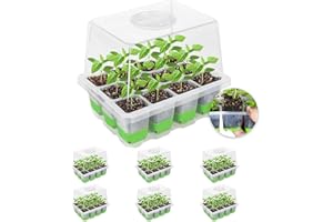 MIXC Lot de 6 plateaux à semences, 72 cellules réutilisables, propagateur de graines avec couvercles, kit de germination pour germination et croissance en serre, jardin, vert