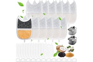 OCCOUMR 12 szt. filtrów do fontanny FEELNEEDY 4L dla kotów (model YPD-C004) – w zestawie 12 filtrów węglowych, 12 prefiltrów gąbkowych i 12 filtrów pompy