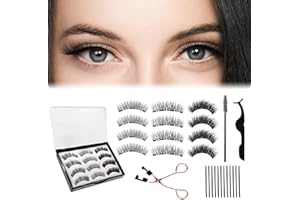 FCXQG Faux Cils Magnétique 12Pcs Magnetique Naturel 3D Aimant Les Effets De L'cils Naturel Réutilisable Sont Naturels Ensemble Aimanté Avec Pince à Cils 1Pcs Brosse 1Pcs Bande De Cils 12PCS