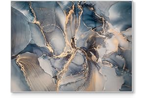 DEQORI Planche à découper en verre | Grande taille 40 x 30 cm | Motif « Jeu de couleurs marbre avec or » | Planche à découper design pour la cuisine | Planche à petit-déjeuner antibactérienne &