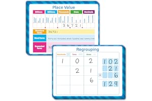 SPRITEGRU 8 Packs Place Value Whiteboards, Double Sided Dry Erase Board Writable and Erasable Math Learning White Board for Kids, Students, Classroom and Home (Each Measures 12” x 9”)