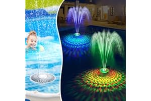 DeeprBling Solar Springbrunnen Pool Schwimmend mit Licht-Show, Solar Wasserfontäne Teich, Pool Fontäne mit 2 Modi Sprinkler, 6 Lichtmodi durch Tastensteuerung, Schwimmender Springbrunnen für Teich